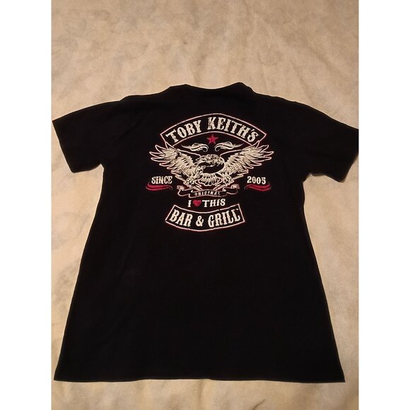 Toby Keiths Bar & Grill Graphic Black T-Shirt With Eagle Design Mens Size M - Picture 4 of 4
